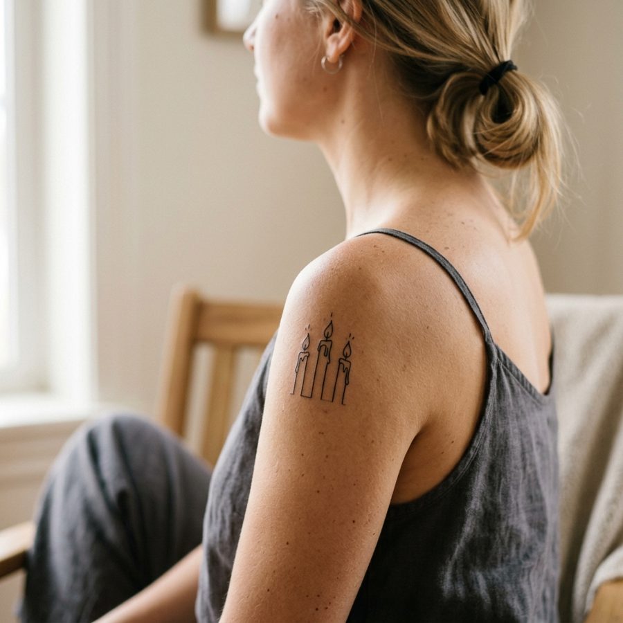 Three Candles, One Flame tattoo idea for women