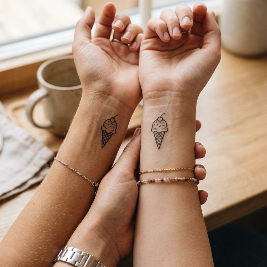 Ice Cream Duo tattoo idea for women