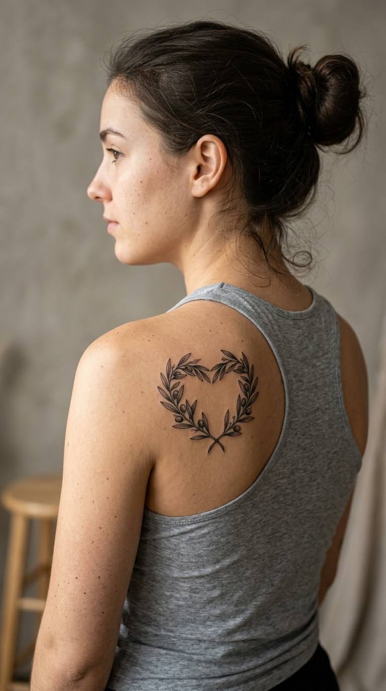 Minimal Cross Heart tattoo idea for women