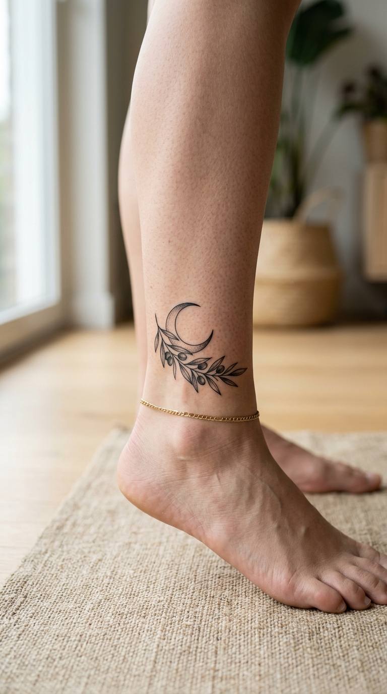 Fine Line Ankle Heart tattoo idea for women