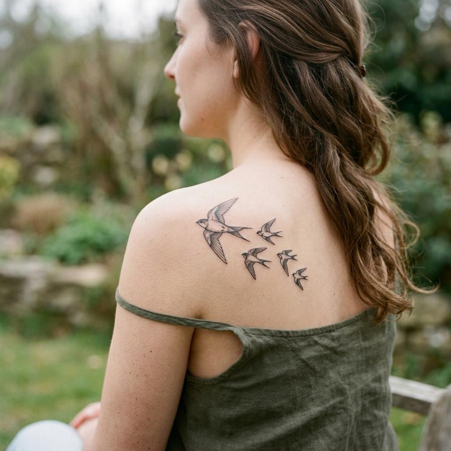 Migrating Bird tattoo idea for women