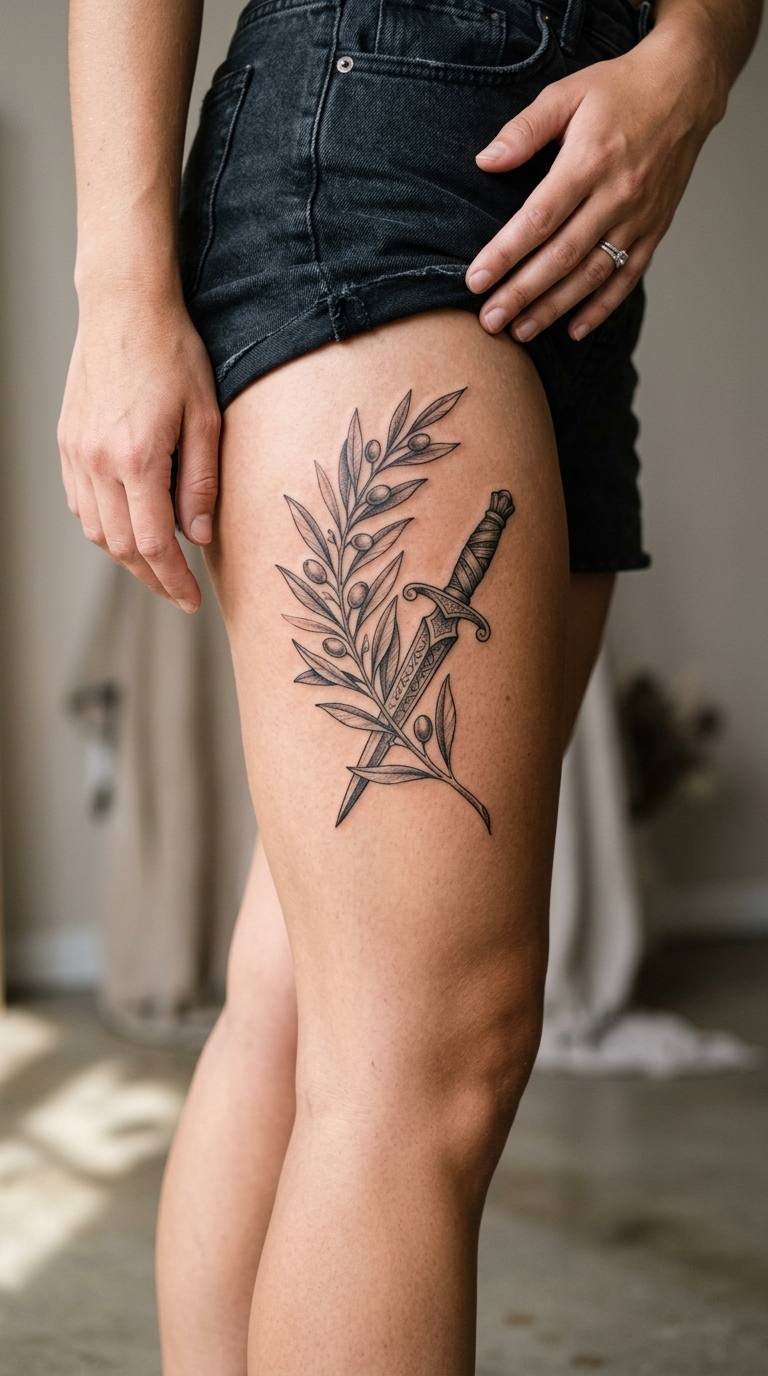 Branch with Sunrise tattoo idea for women
