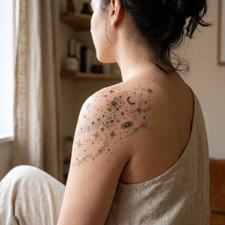 Starry Night Sky tattoo idea for women