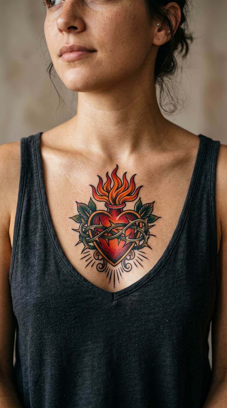 Thorns and Flames Classic tattoo idea for women