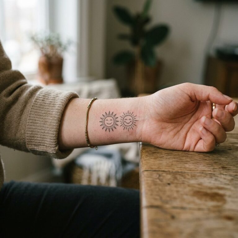 Smiling Suns tattoo idea for women