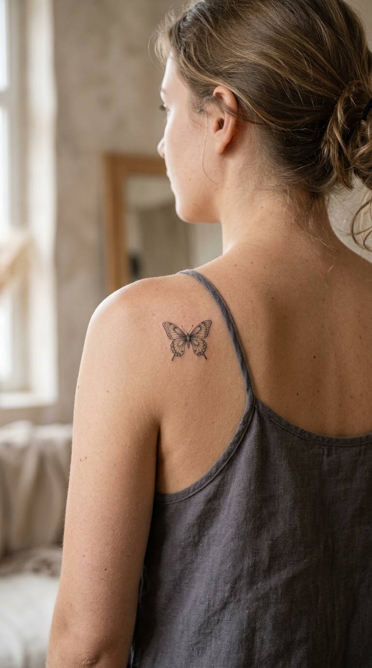 Micro Butterfly tattoo idea for women