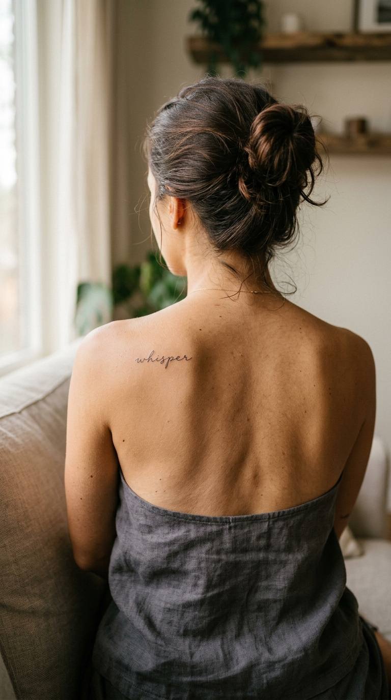 Whisper Script Word tattoo idea for women