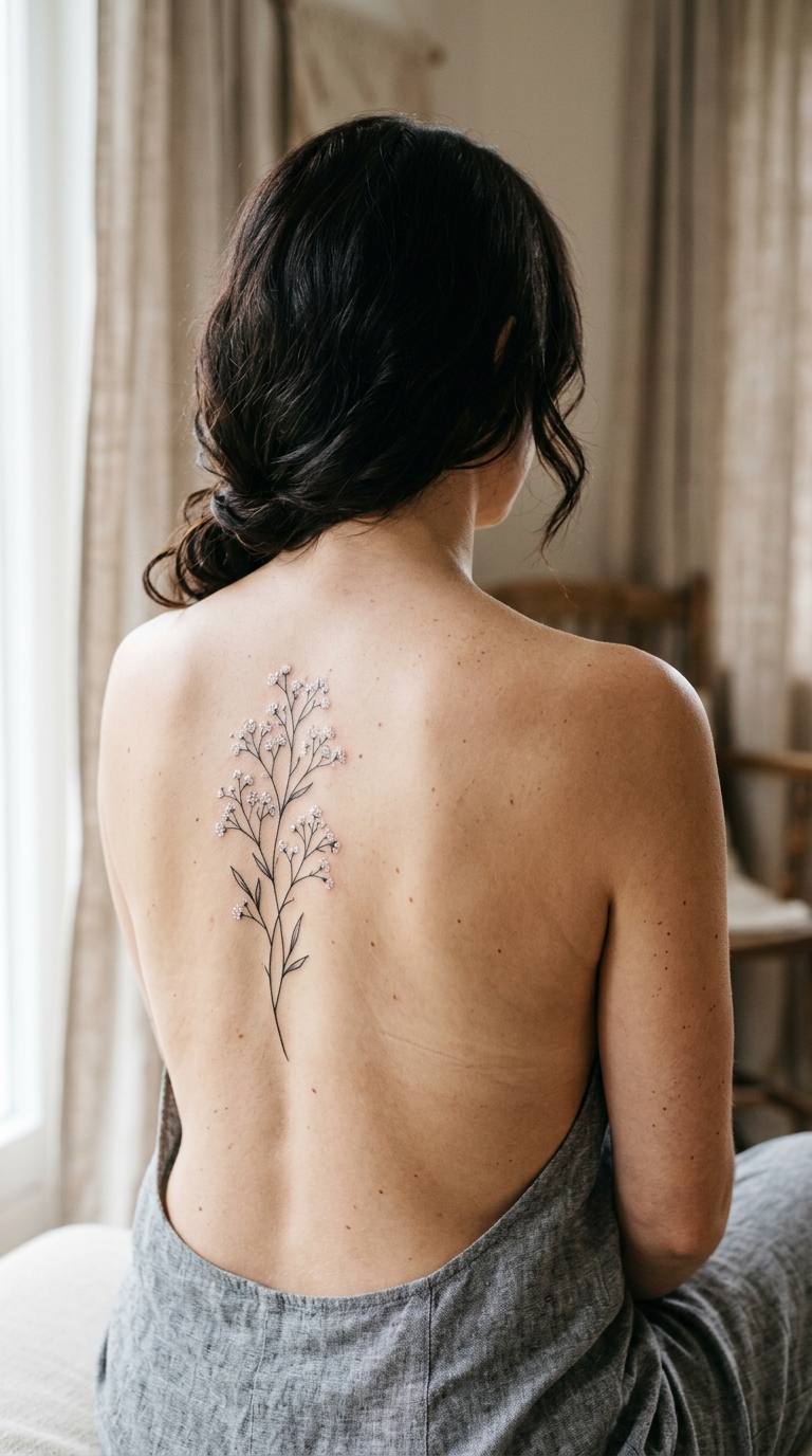 Baby's Breath Sprig tattoo idea for women