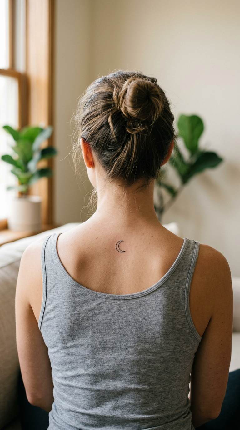 Small Crescent tattoo idea for women