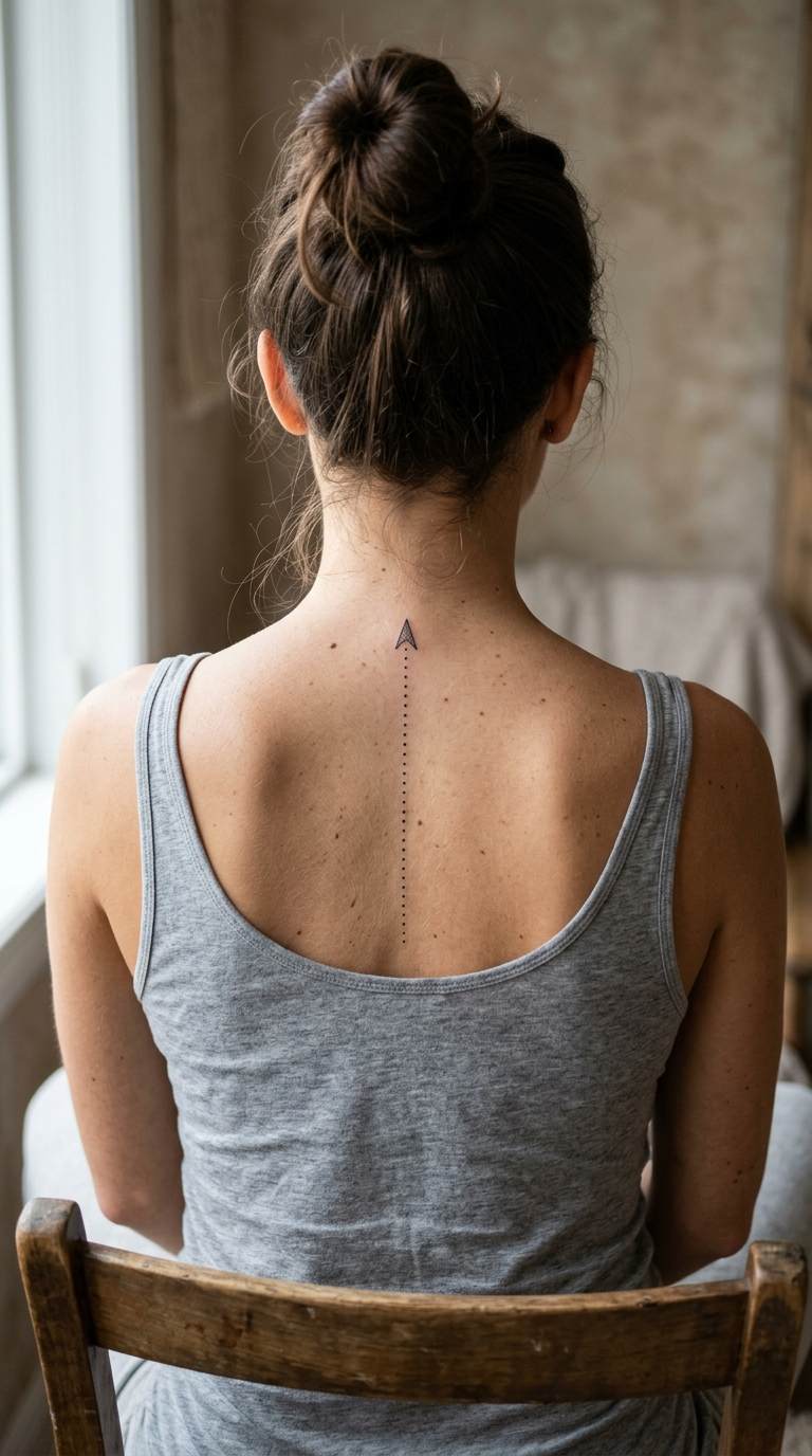 Dotted Arrow Line tattoo idea for women