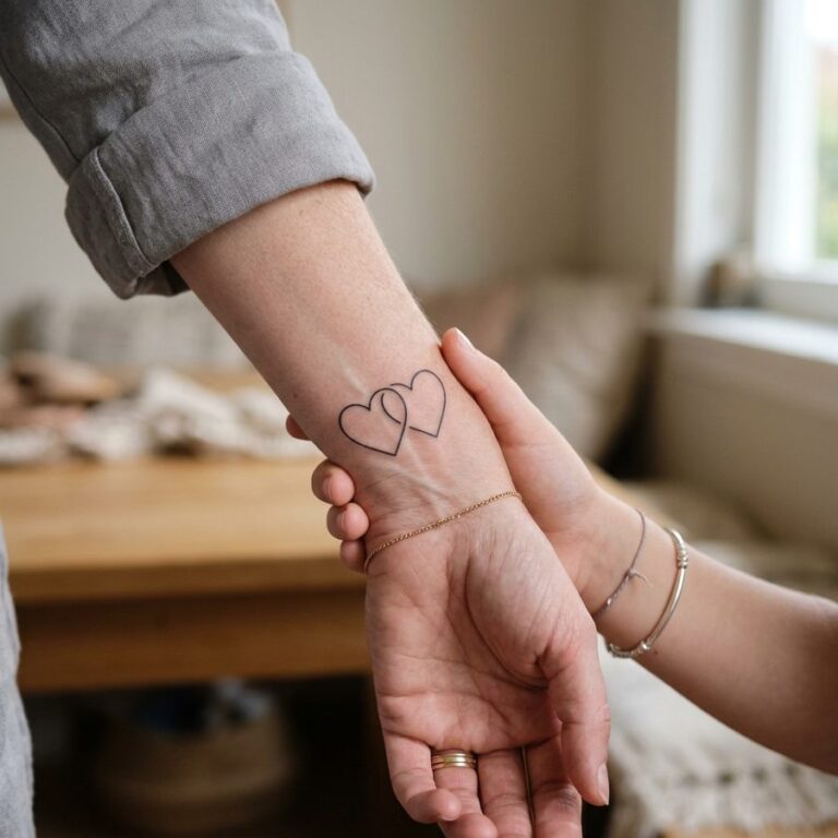 Interlocking Hearts tattoo idea for women