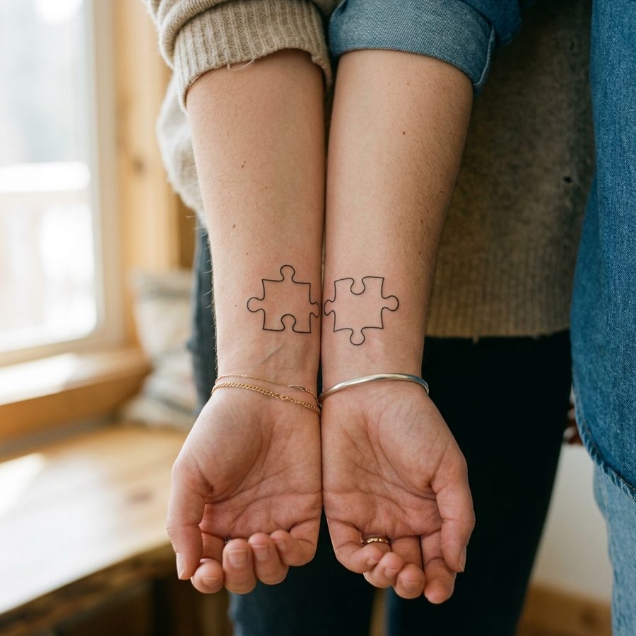 Puzzle Pieces tattoo idea for women