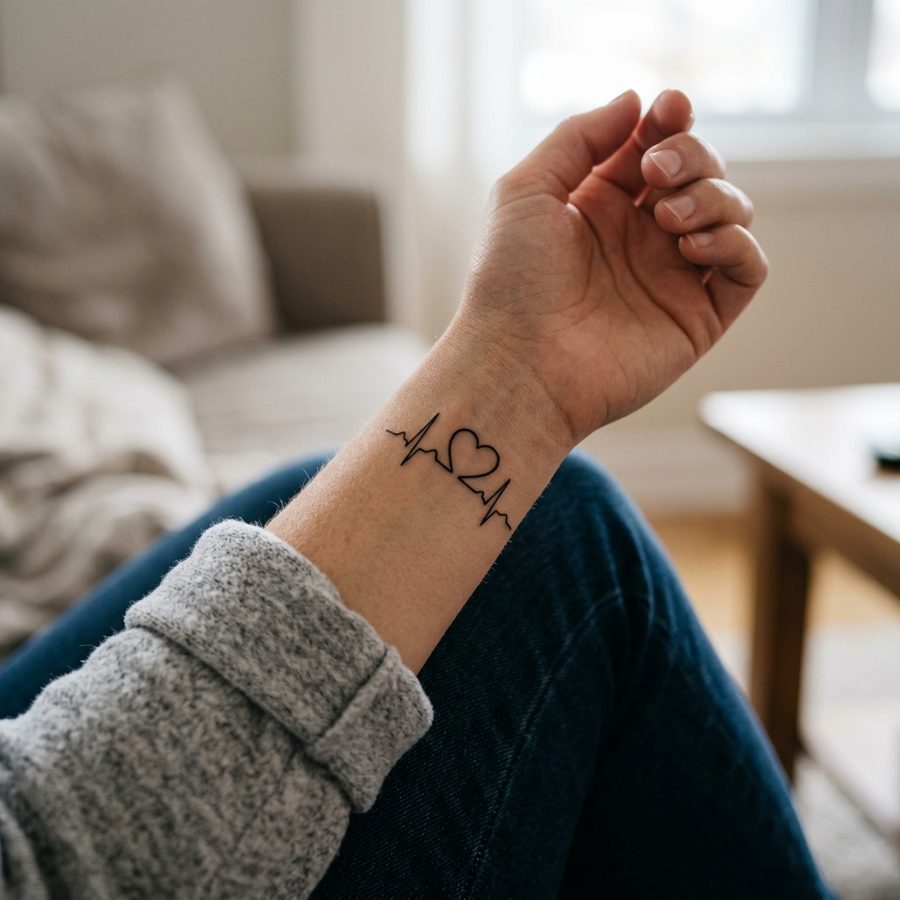 Heartbeat Line tattoo idea for women