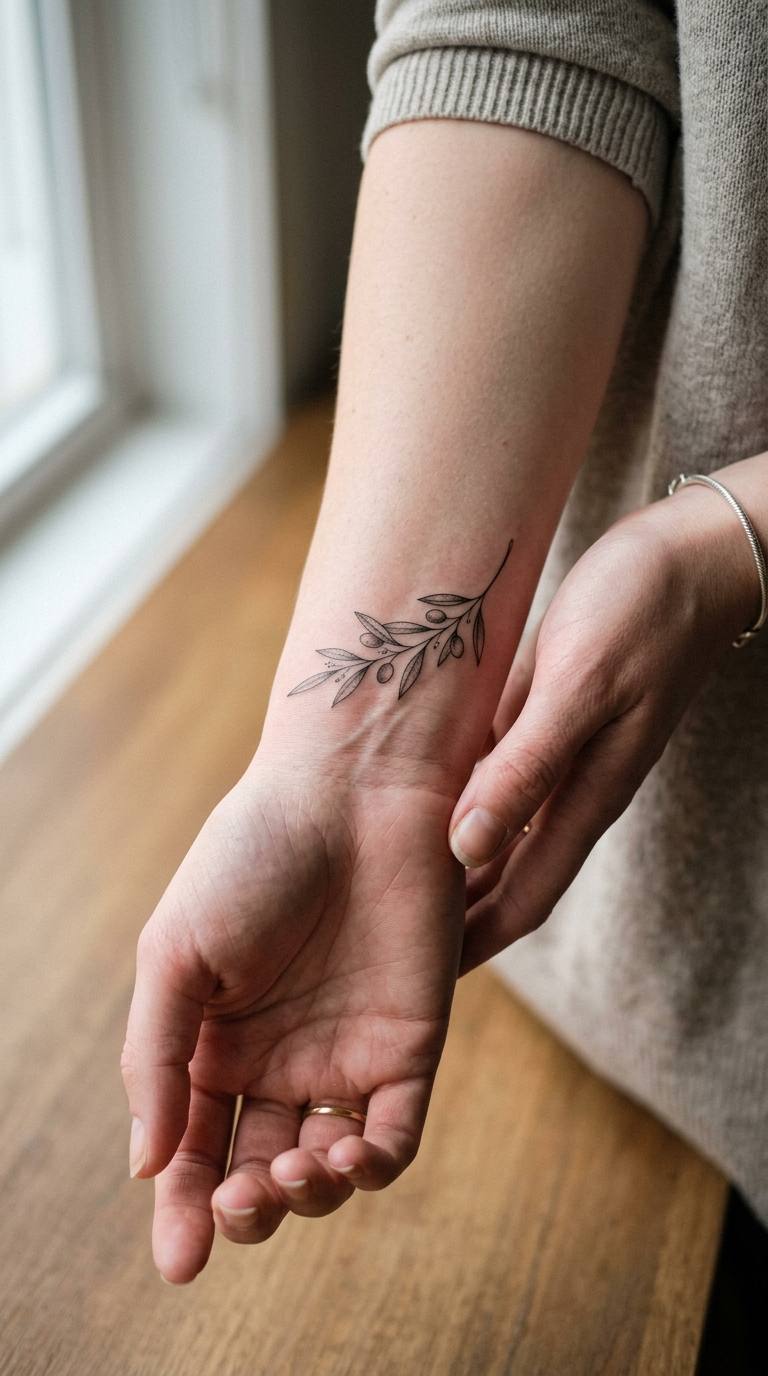 25 Olive Branch Fine Line Tattoo Ideas With Delicate Details
