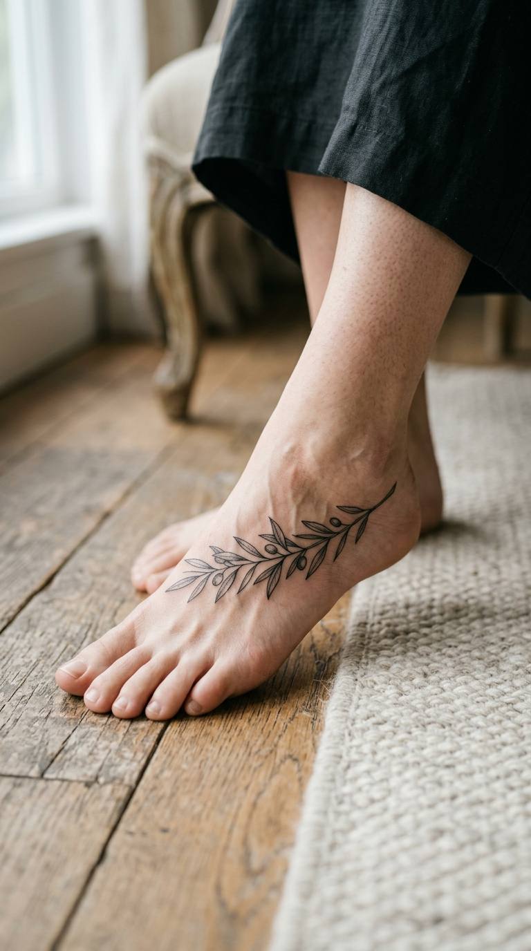 Foot Branch tattoo idea for women