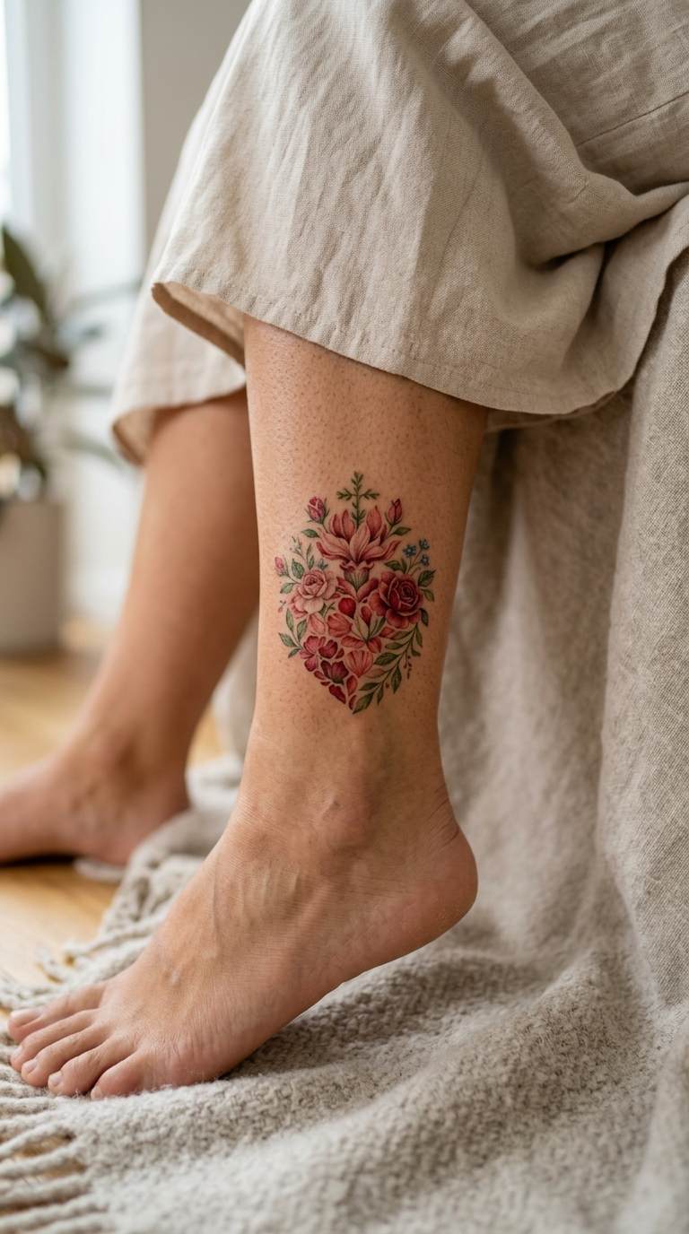 Sacred Heart in Bloom tattoo idea for women