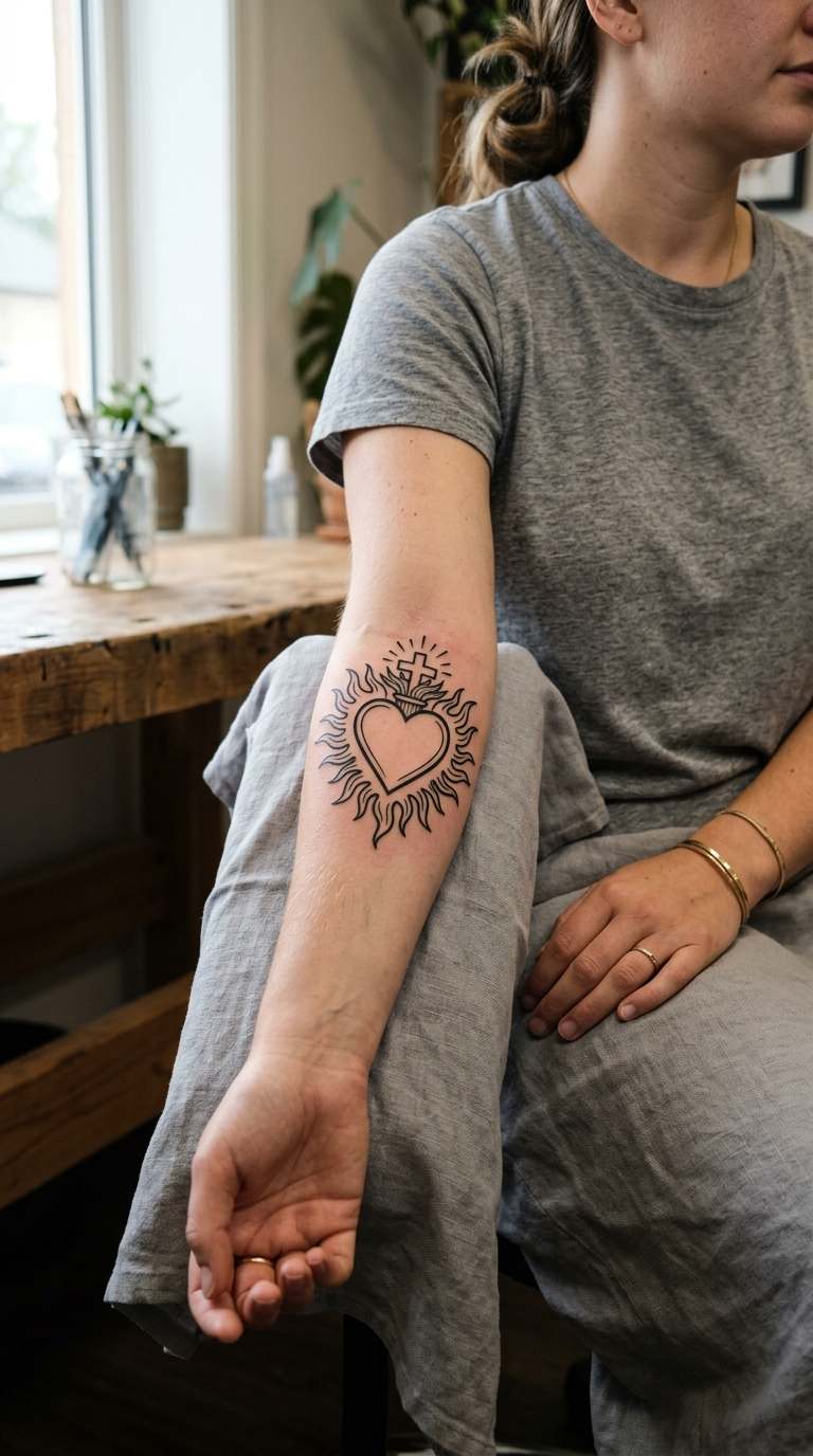 Classic Stencil Flames tattoo idea for women