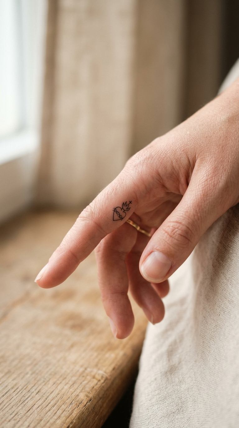Tiny Finger Stencil tattoo idea for women