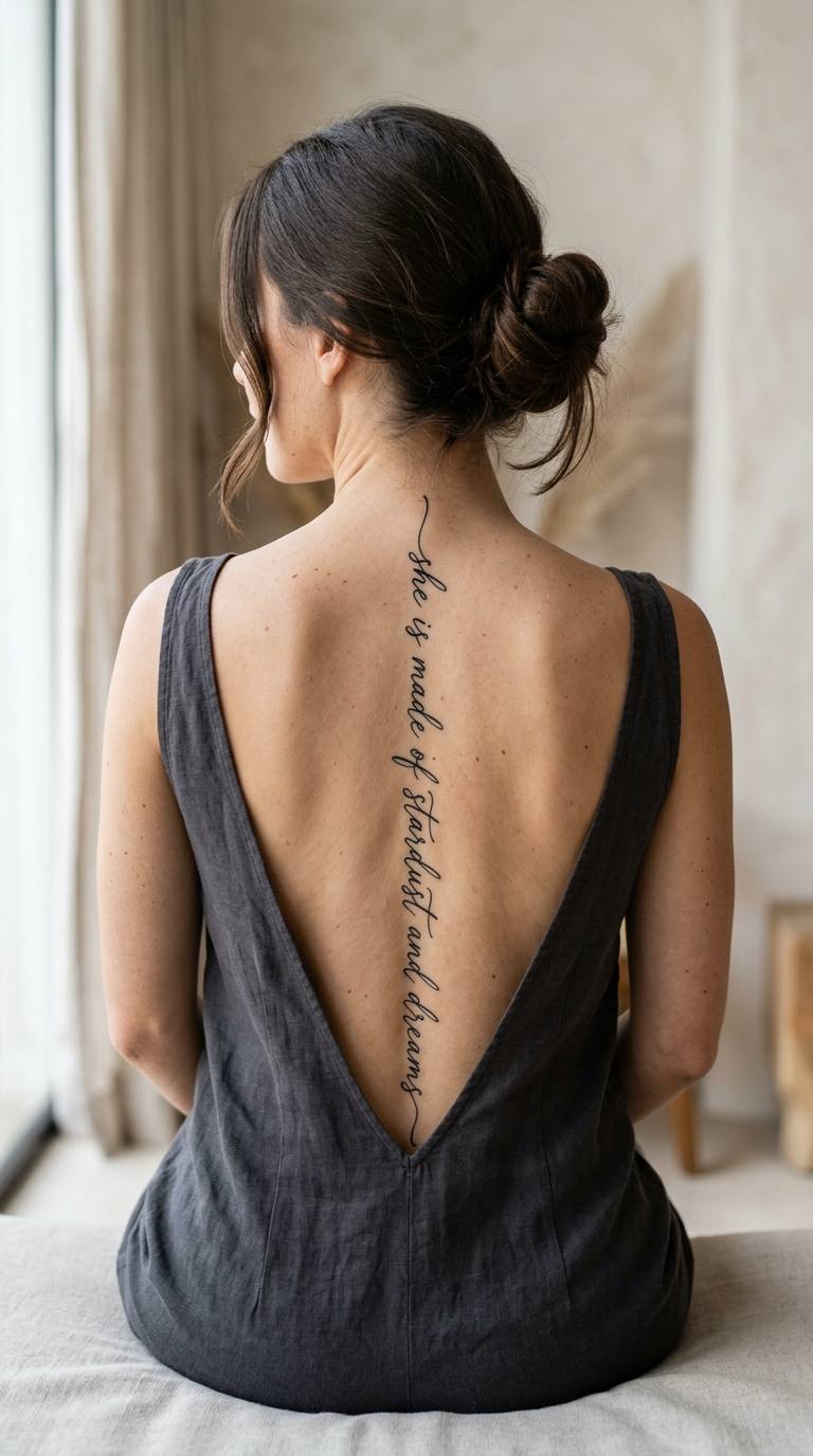 Spine Script Quote tattoo idea for women