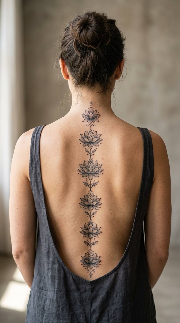 Lotus Chain tattoo idea for women