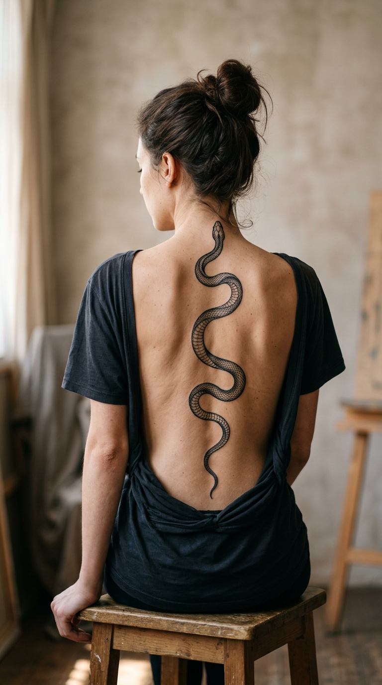 Snake Spine Trail tattoo idea for women