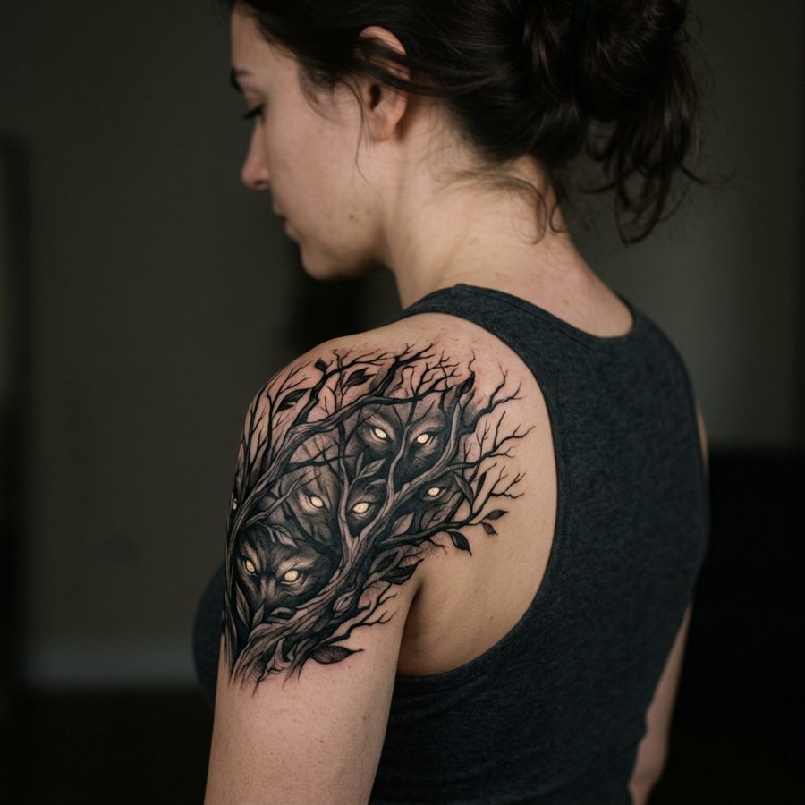 Eyes in the Dark tattoo idea for women