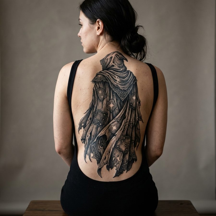 The Tattered Cloak tattoo idea for women