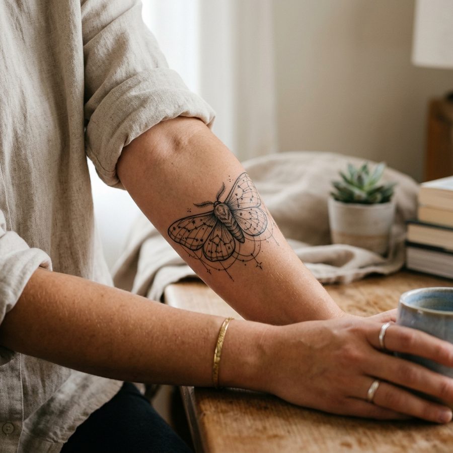 Night Moth tattoo idea for women