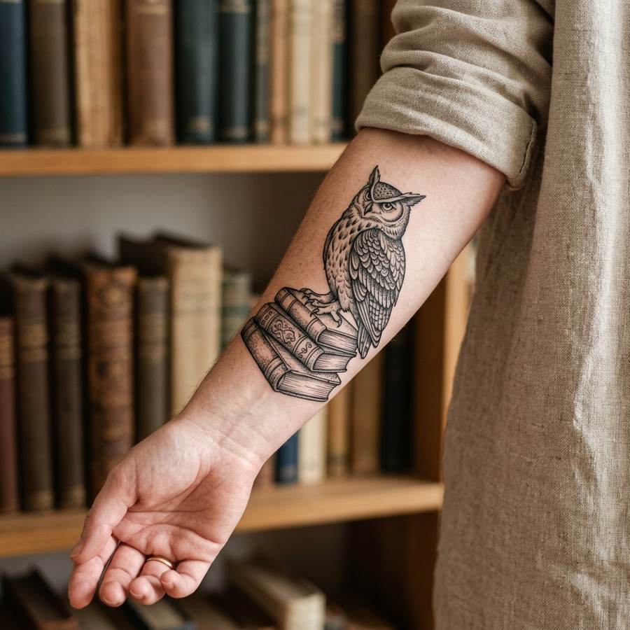 The Watching Owl tattoo idea for women