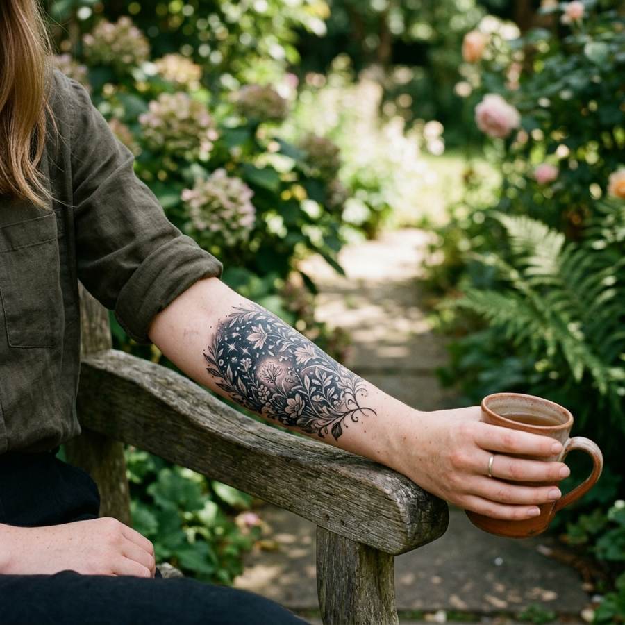 Night Garden tattoo idea for women