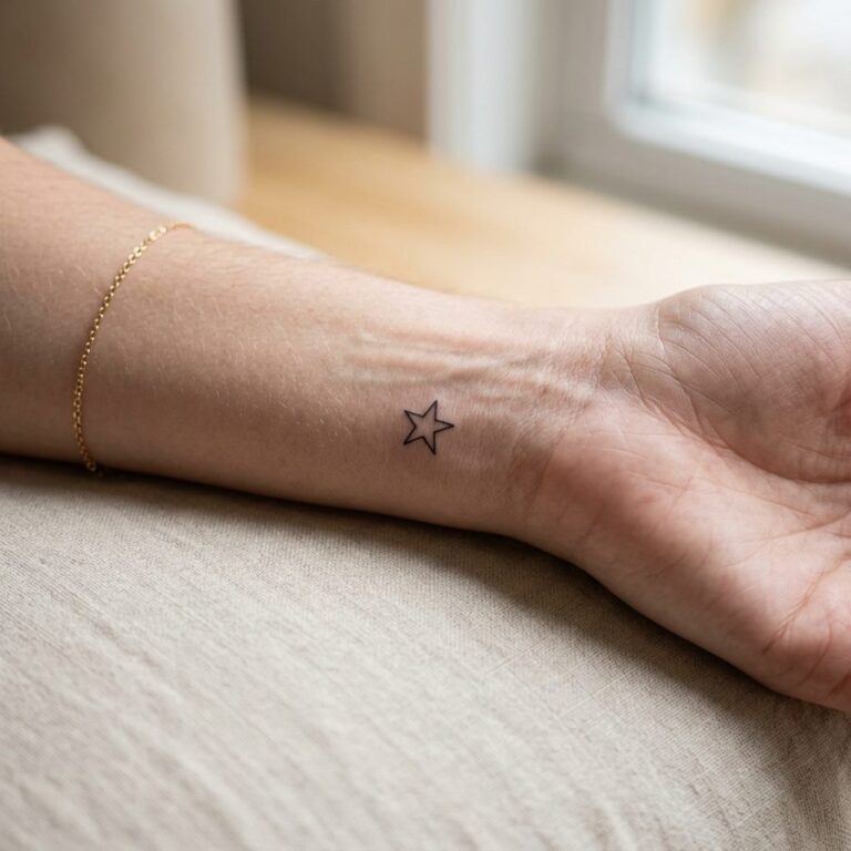 Single Tiny Star tattoo idea for women