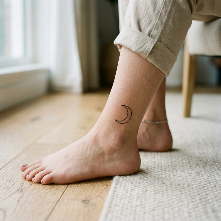 Fine-Line Crescent tattoo idea for women