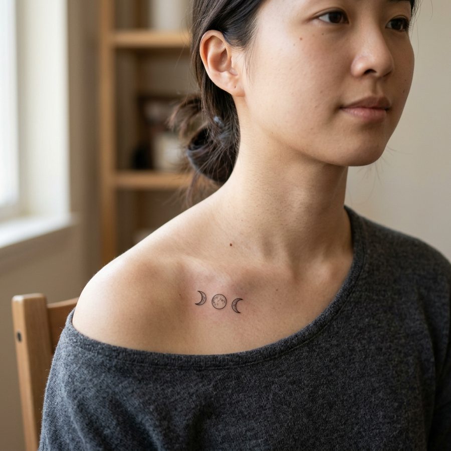 Moon Phase Trio tattoo idea for women