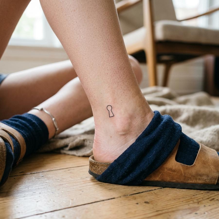 Tiny Keyhole tattoo idea for women