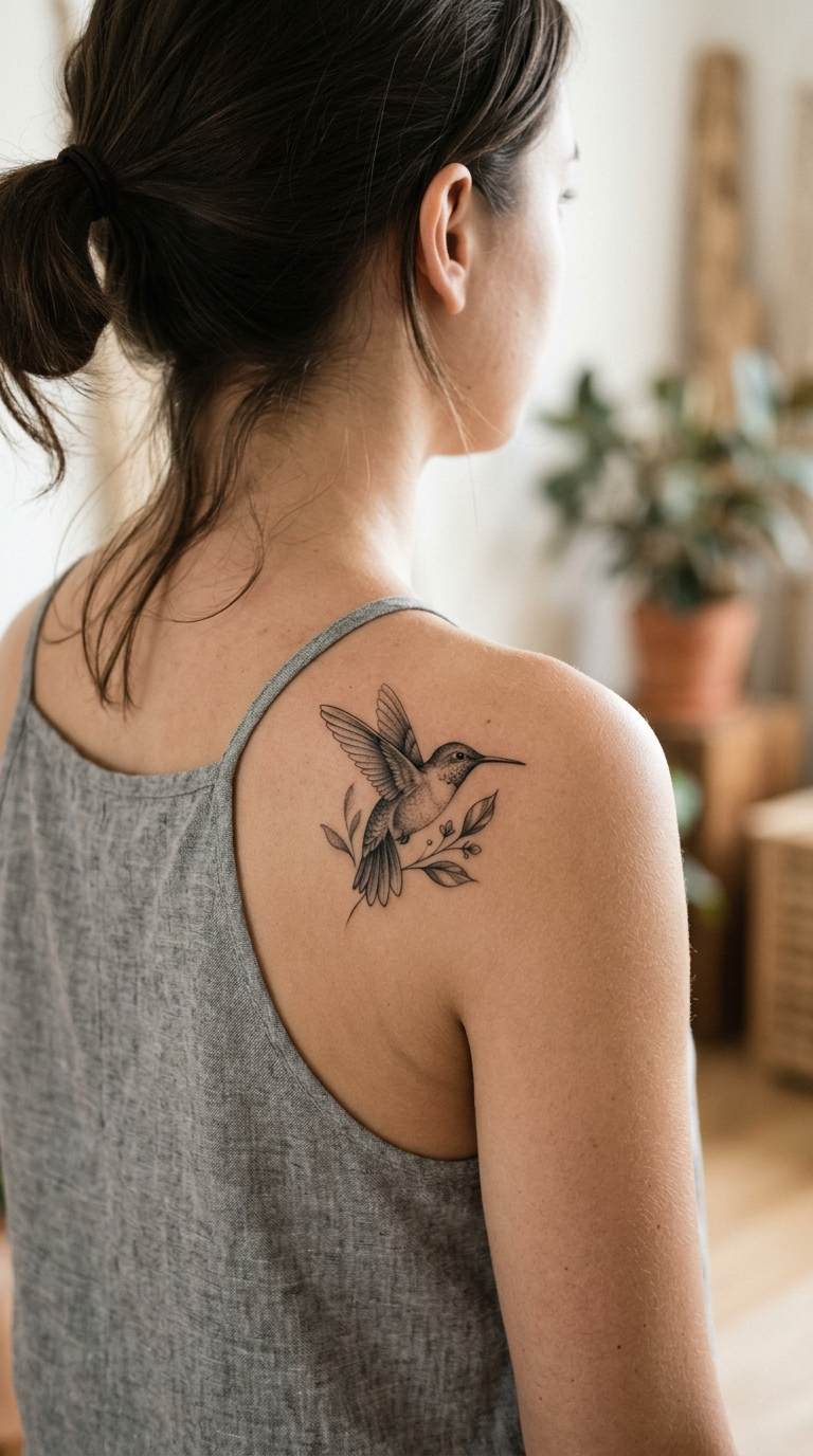 Shoulder Cap Branch tattoo idea for women