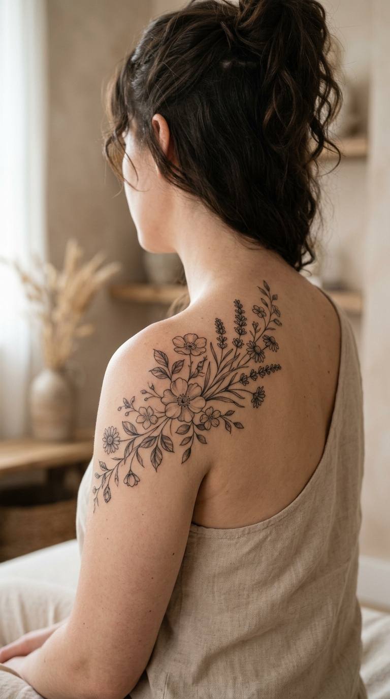 Branch in a Geometric Frame tattoo idea for women