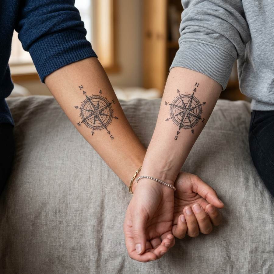 Twin Compasses tattoo idea for women