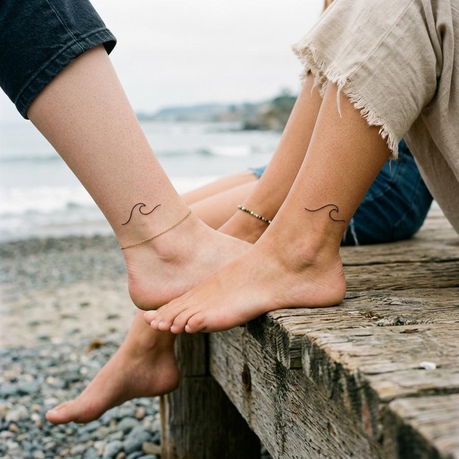 Matching Waves tattoo idea for women