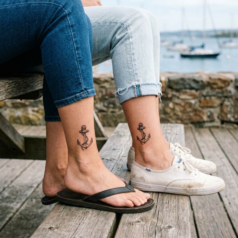 Twin Anchors tattoo idea for women