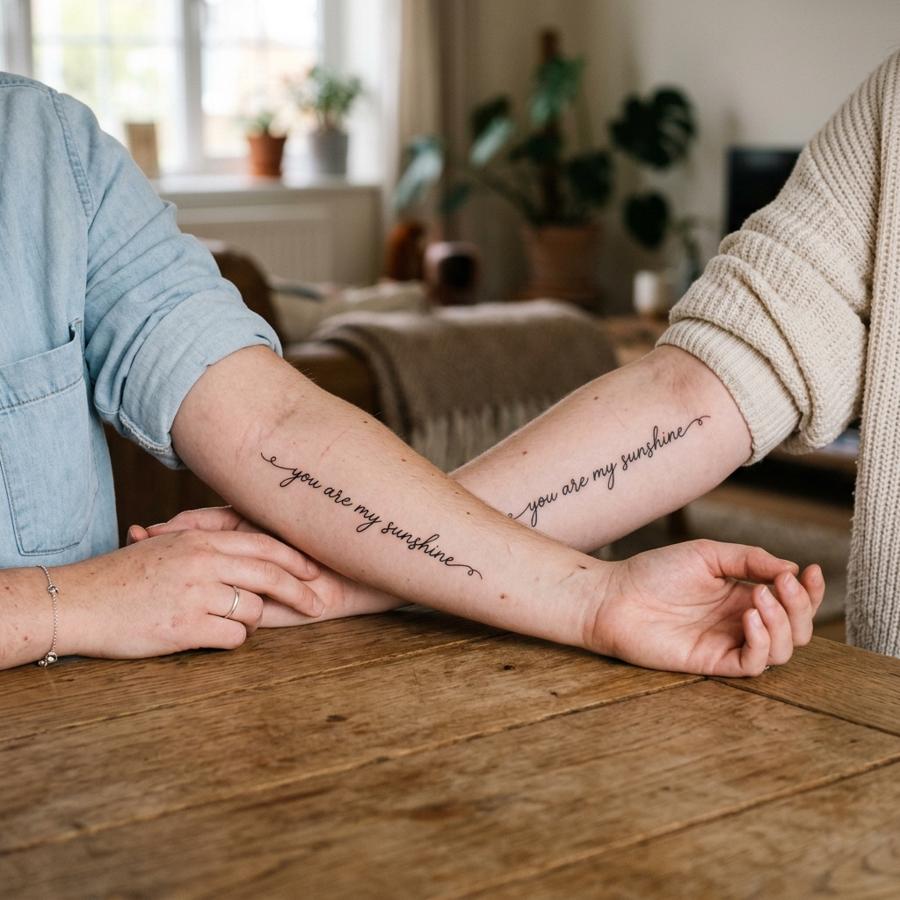 Split Lyric tattoo idea for women