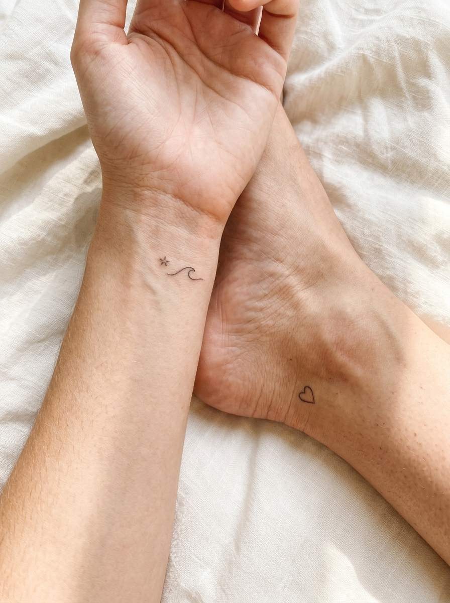 Close-up of a small delicate tattoo on the inner wrist