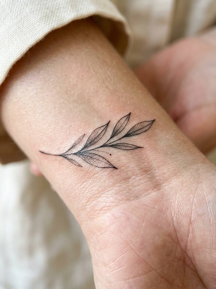 Close-up of a fine line tattoo on skin